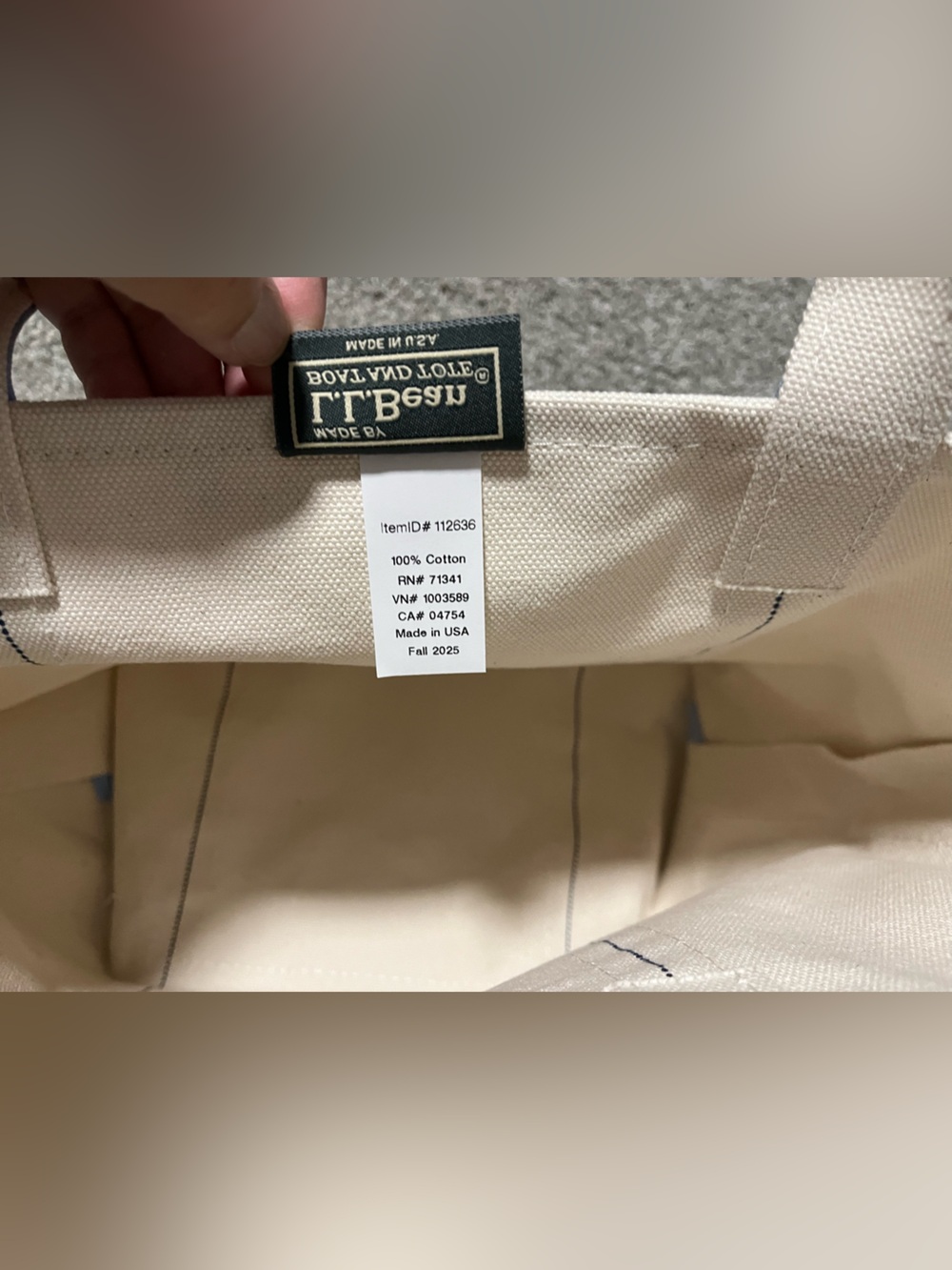 L L Bean Boat and Tote Canvas Tote with Light Blue Handles - Picture 10 of 13